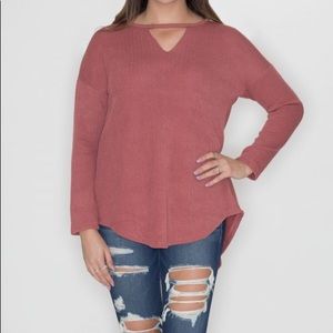 Faux Suede Elbow and Lace-Up Back Sweater
